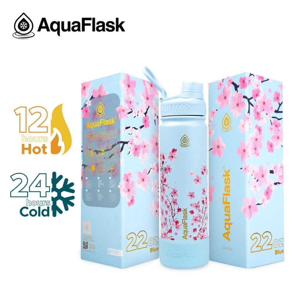 AquaFlask 22oz Sakura Wide Mouth with Spout Lid Vacuum Insulated Stainless Steel Drinking Water - Astrid & Rose