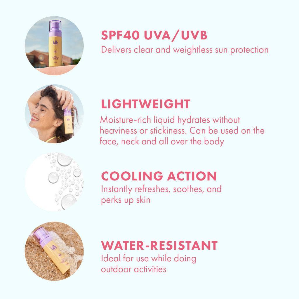 blk cosmetics Fresh 3in1 Makeup Setting Spray & Hydrating Mist SPF 40 UVA/UVB - Astrid & Rose