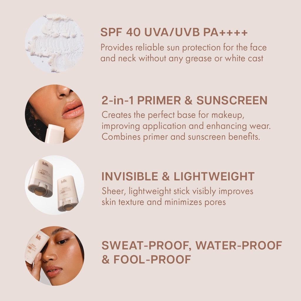 blk cosmetics universal sheer sunscreen primer stick SPF 40 UVA/UVB PA++++ - Astrid & Rose