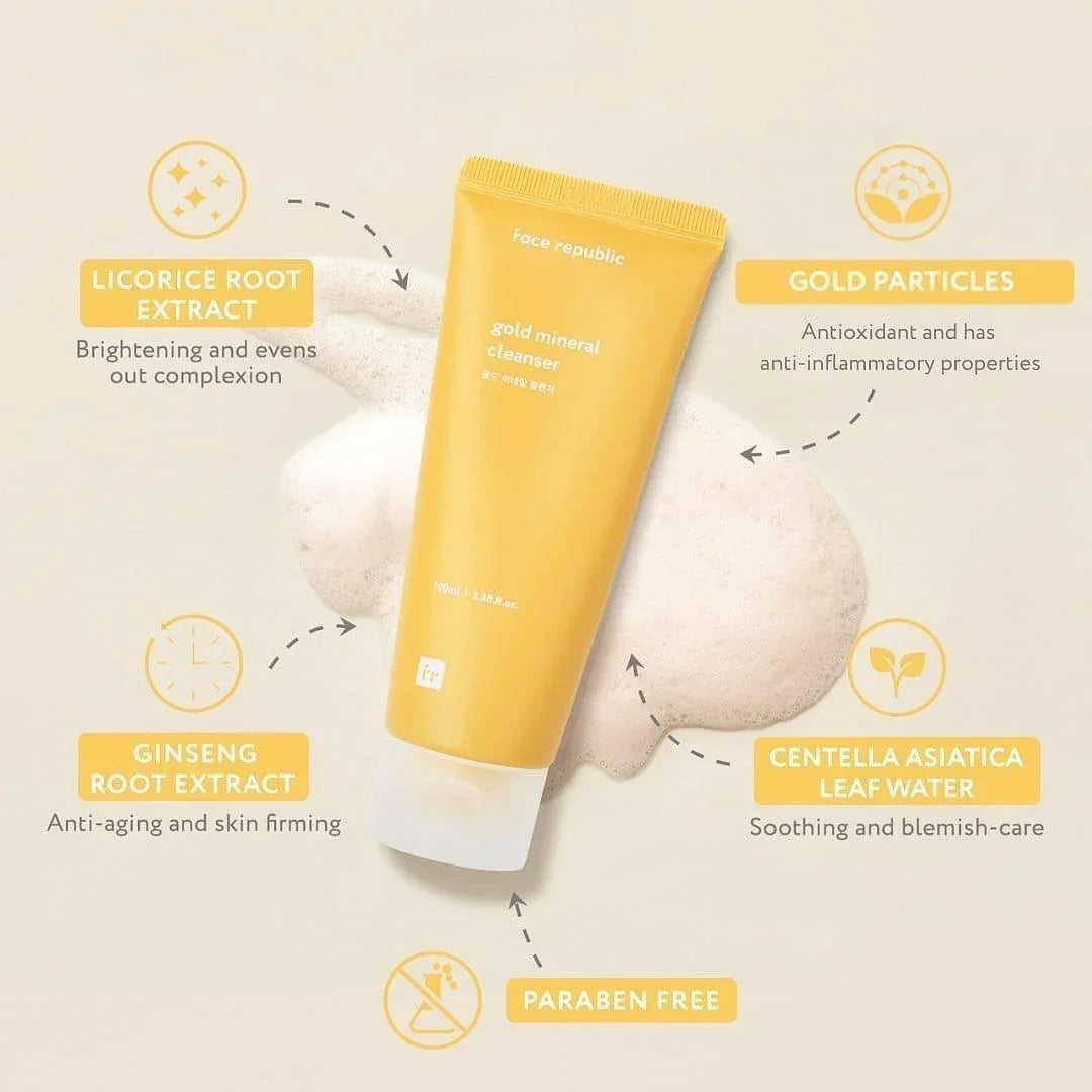 Face Republic Gold Mineral Cleanser 100ml - Astrid & Rose