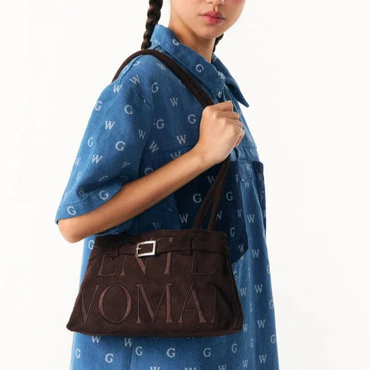 Gentlewoman Ballerina Suede Bag in Dark Brown - Astrid & Rose