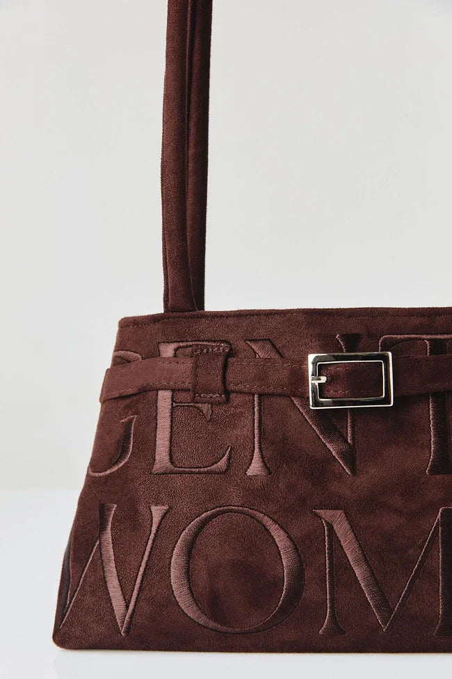 Gentlewoman Ballerina Suede Bag in Dark Brown - Astrid & Rose
