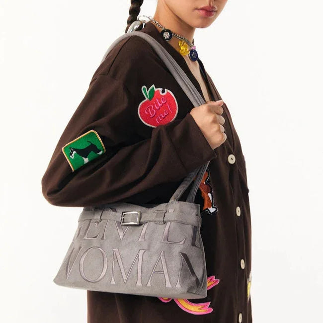Gentlewoman Ballerina Suede Bag in Grey - Astrid & Rose