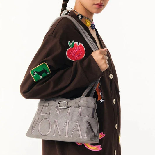 Gentlewoman Ballerina Suede Bag in Grey - Astrid & Rose