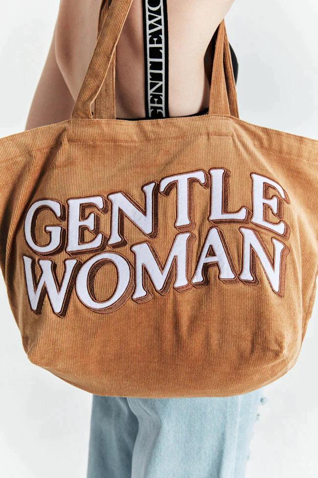 Gentlewoman Corduroy Tote in Brown - Astrid & Rose