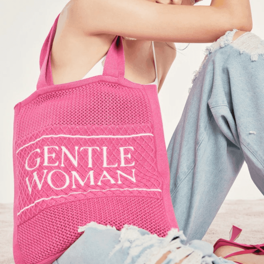 Gentlewoman Knit Shopper Tote Bag in Green - Astrid & Rose