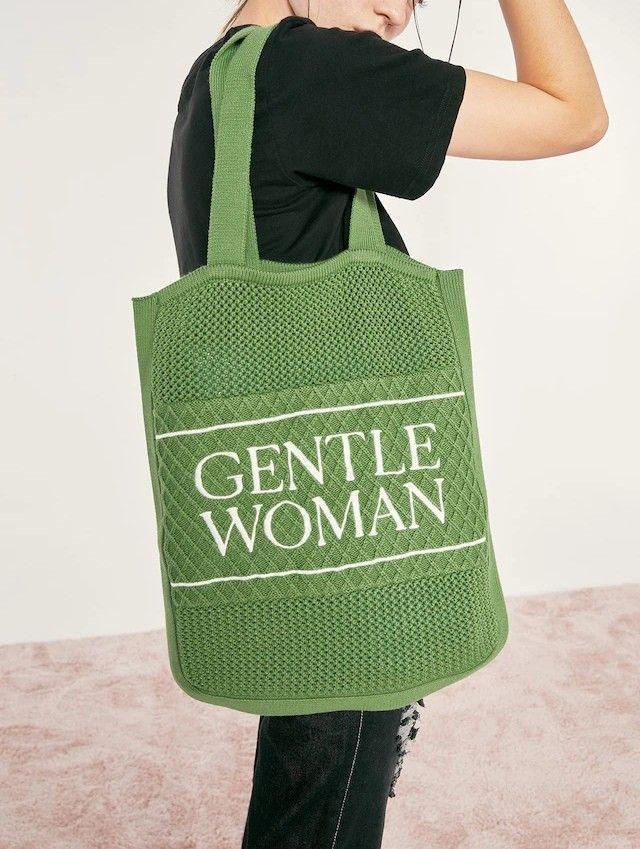Gentlewoman Knit Shopper Tote Bag in Green - Astrid & Rose