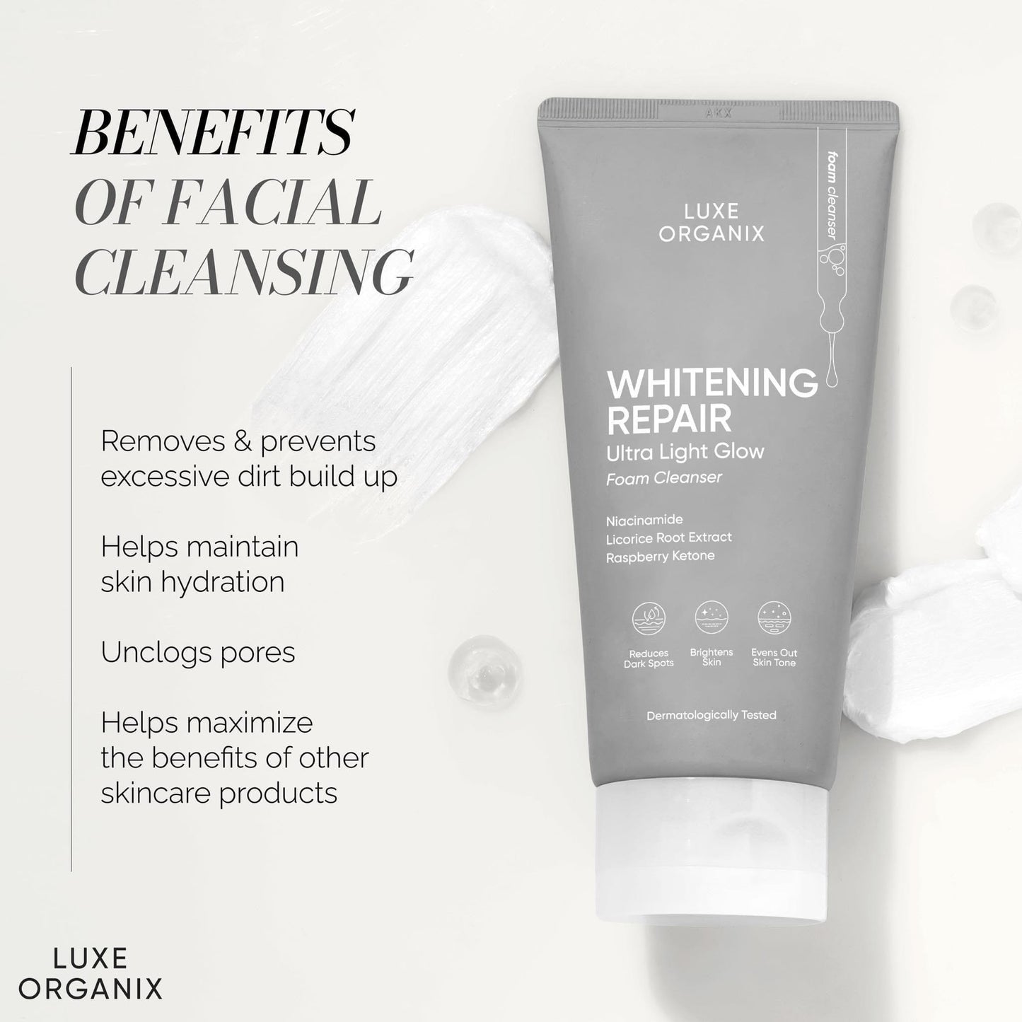 Luxe Organix Whitening Repair Cleanser Niacinamide 2% Cleanser 150ml - Astrid & Rose