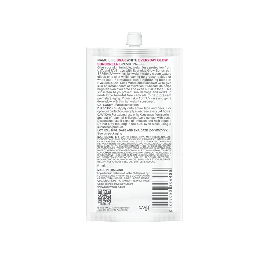 Snail White Everyday Glow Sunscreen SPF 50+/PA++++ 6ml - Astrid & Rose