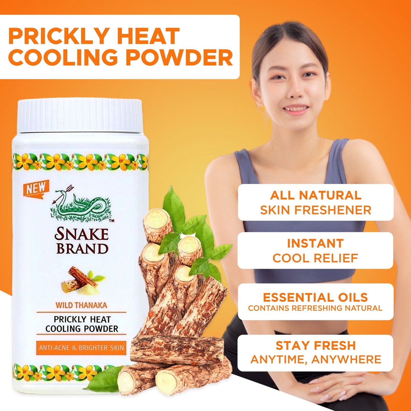 Snake Brand Cooling Powder Wild Thanaka 280g - Astrid & Rose