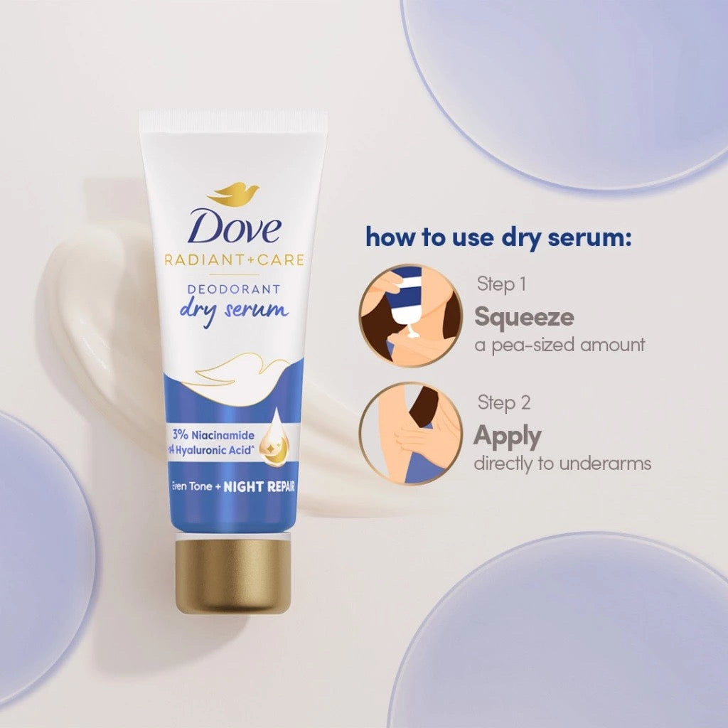 Dove Radiant + Care Deodorant Dry Serum 3% Niacinamide x4 Hyaluronic Acid