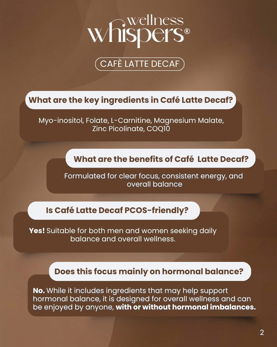Wellness Whispers Café Latte Decaf