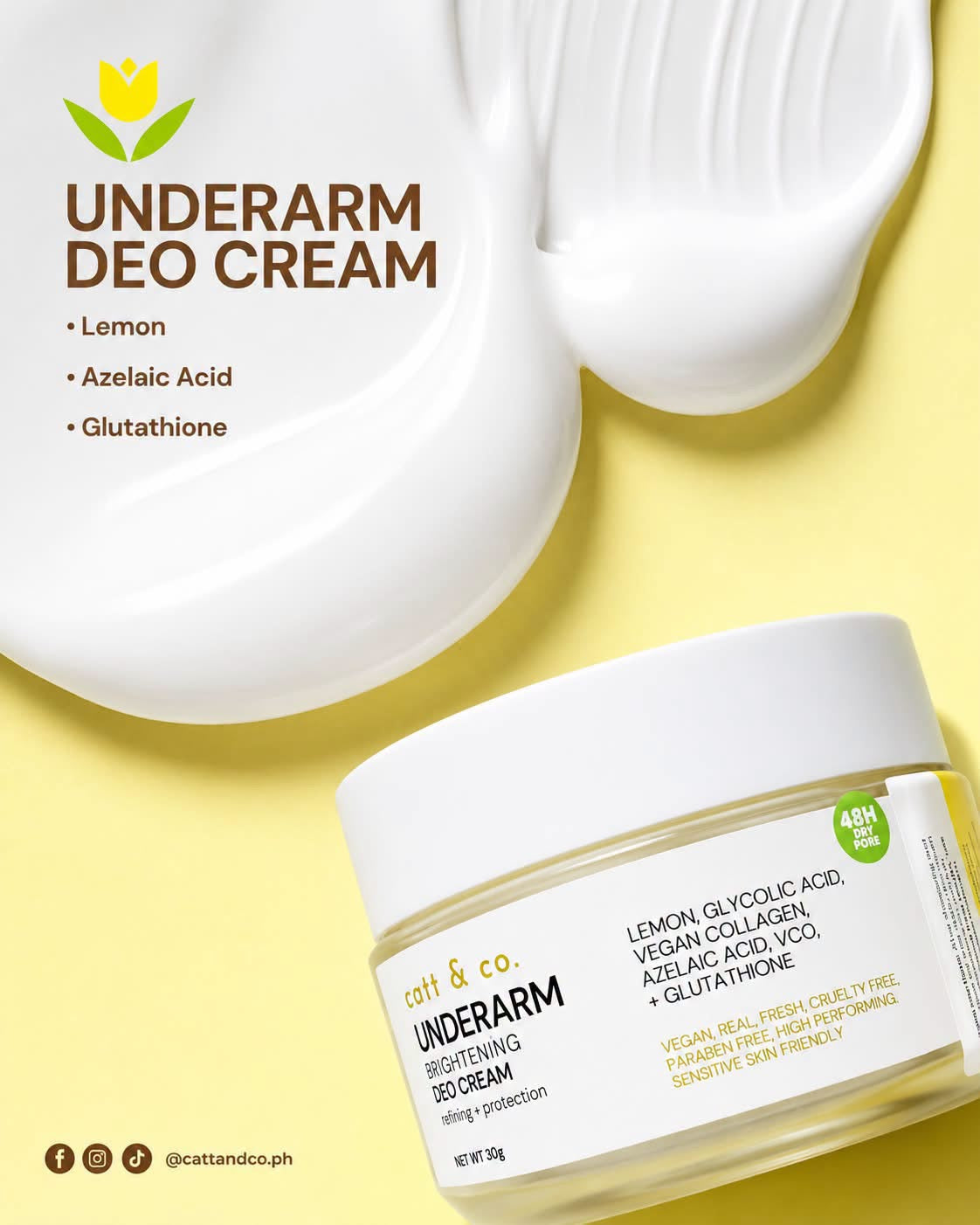 Catt & Co Bright & Free Underarm Cream 30g
