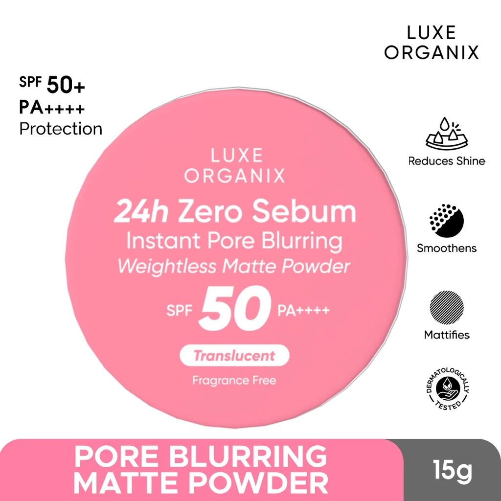 Luxe Organix 24H Zero Sebum Instant Pore Blurring Weightless Matte Powder SPF 50  PA++++