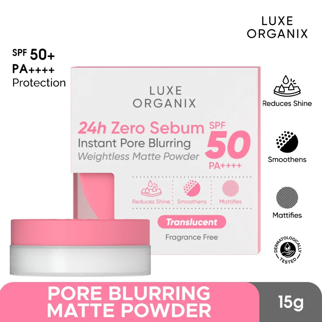 Luxe Organix 24H Zero Sebum Instant Pore Blurring Weightless Matte Powder SPF 50  PA++++