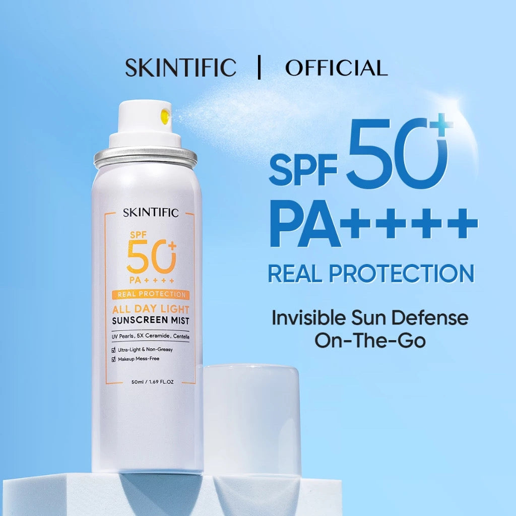 Skintific All Day Light Sunscreen Mist SPF50 PA++++ Sunscreen 50ml