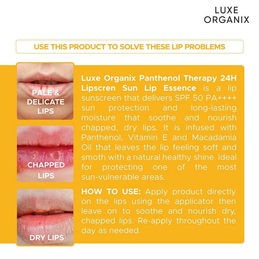 Luxe Organix Panthenol Therapy 24H Lipscreen Sun Lip Essence SPF50 10g