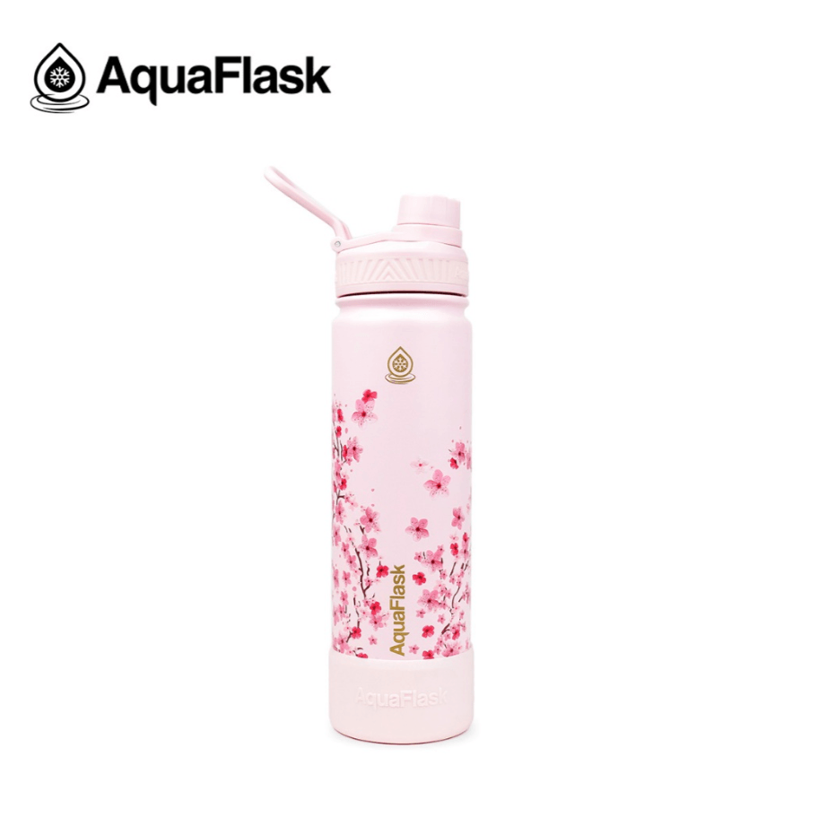 AquaFlask 22oz Sakura Wide Mouth with Spout Lid Vacuum Insulated Stainless Steel Drinking Water - Astrid & Rose