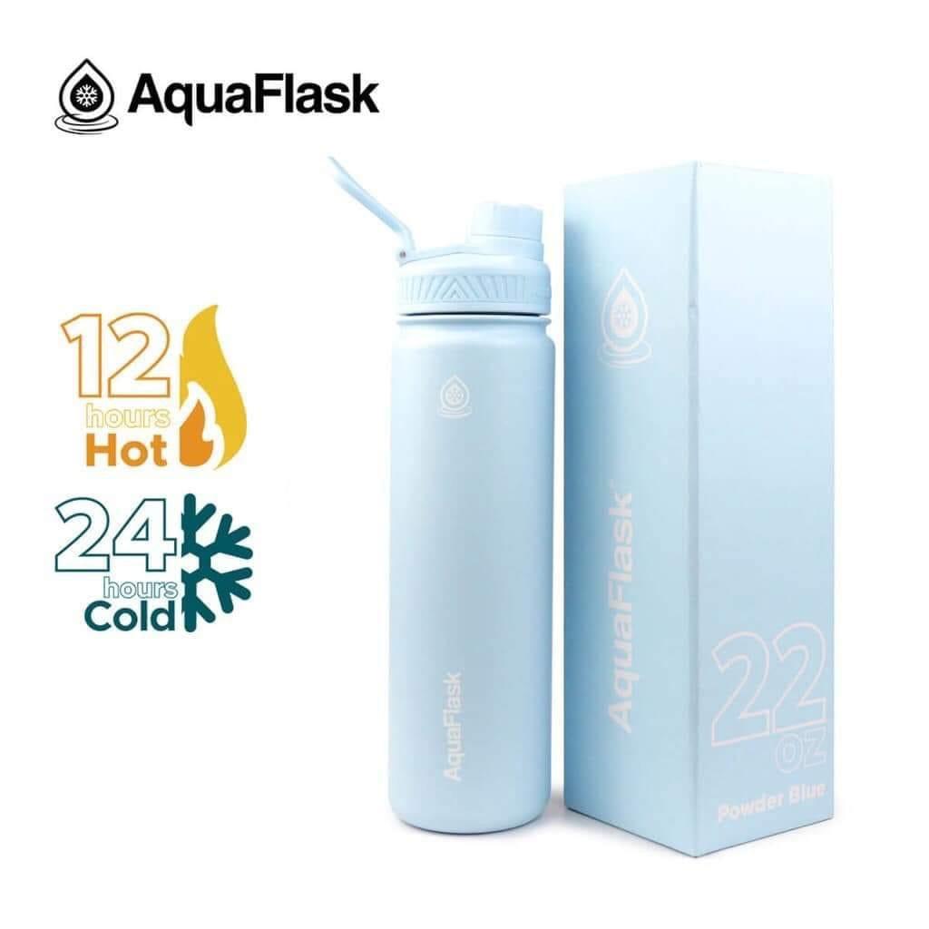 AquaFlask 22oz Wide Mouth with Spout Lid Vacuum Insulated Stainless Steel Drinking Water - Astrid & Rose