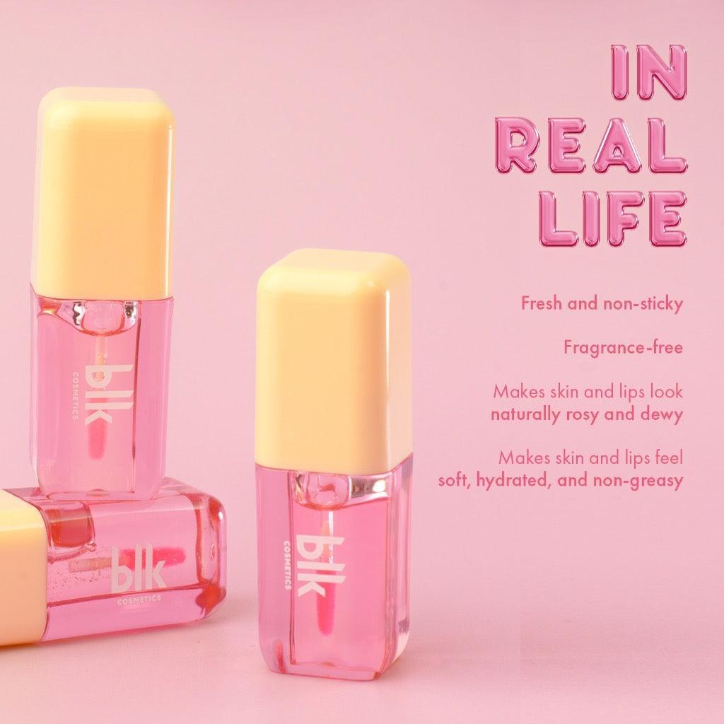 This lip/cheek oil changes from green to pink based on ph