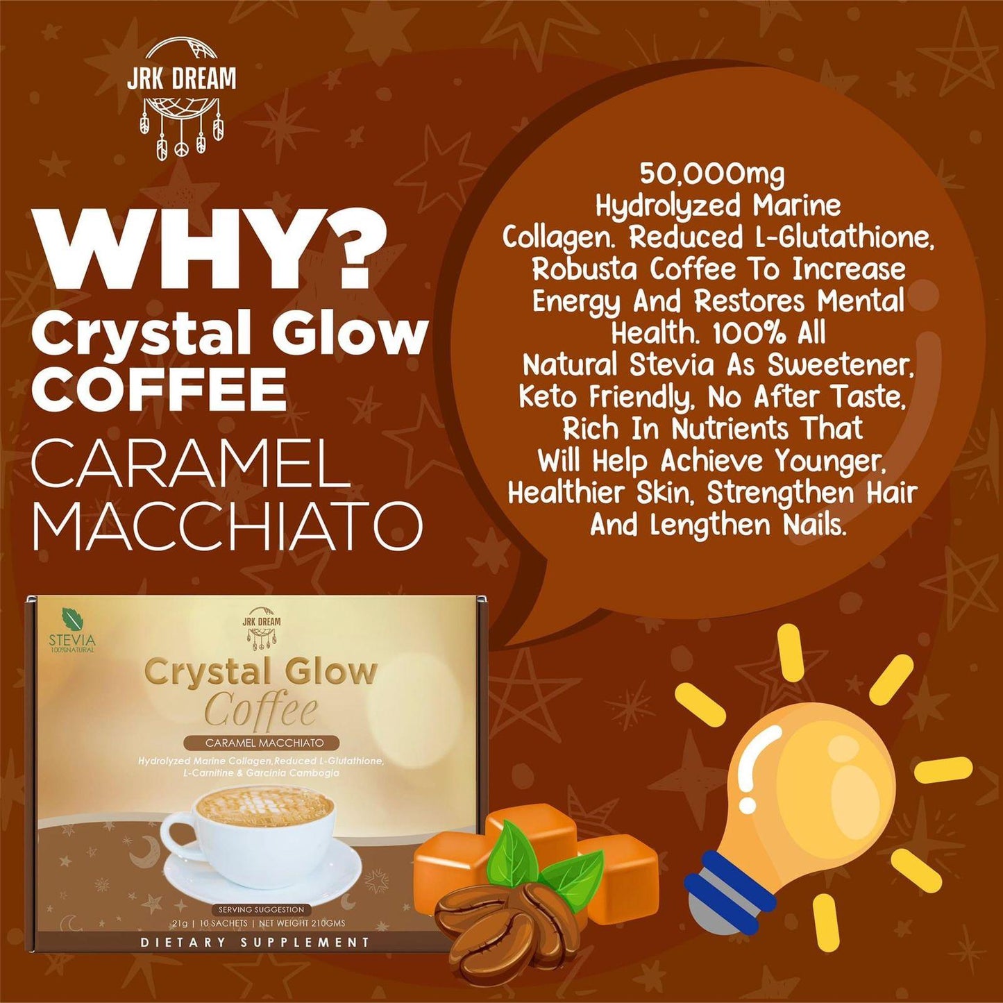 Crystal Glow Coffee Caramel Macchiatto 10 sachets - Astrid & Rose