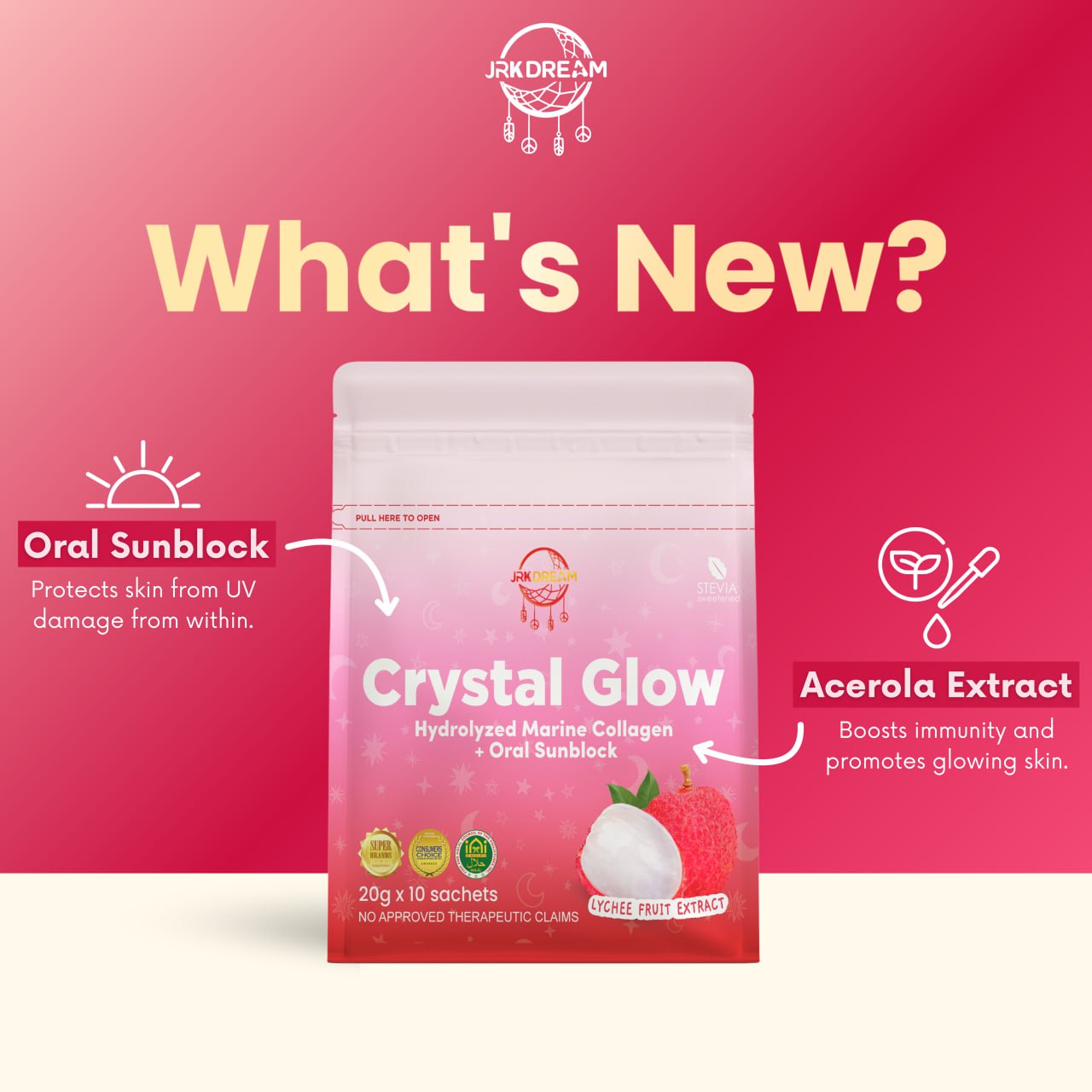 Crystal Glow Lychee - Collagen Drink 10 sachets - Astrid & Rose