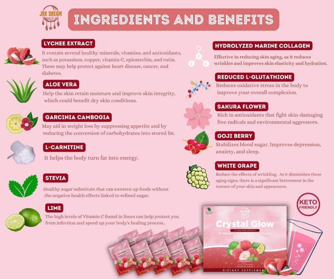 Crystal Glow Lychee - Collagen Drink 10 sachets - Astrid & Rose