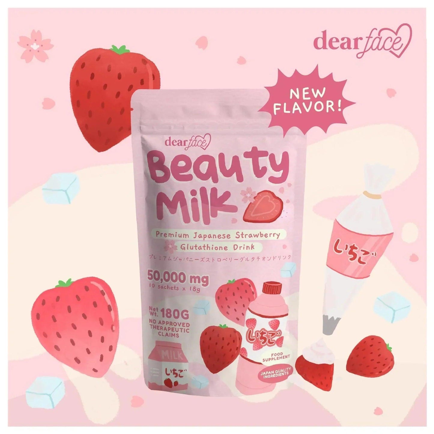 Dear Face Beauty Milk Premium Japanese Strawberry Gluta Drink - Astrid & Rose