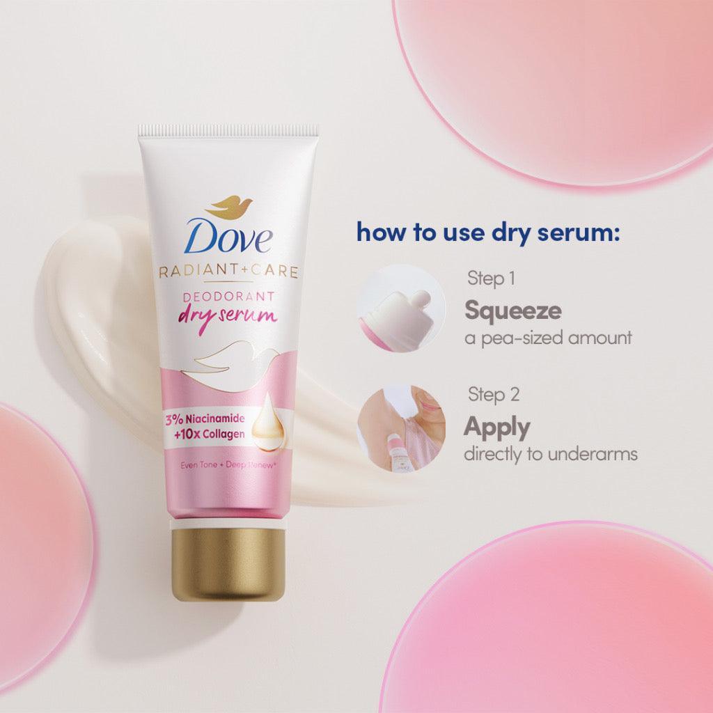 Dove Radiant + Care Deodorant Dry Serum 3% Niacinamide 10x Collagen - Astrid & Rose