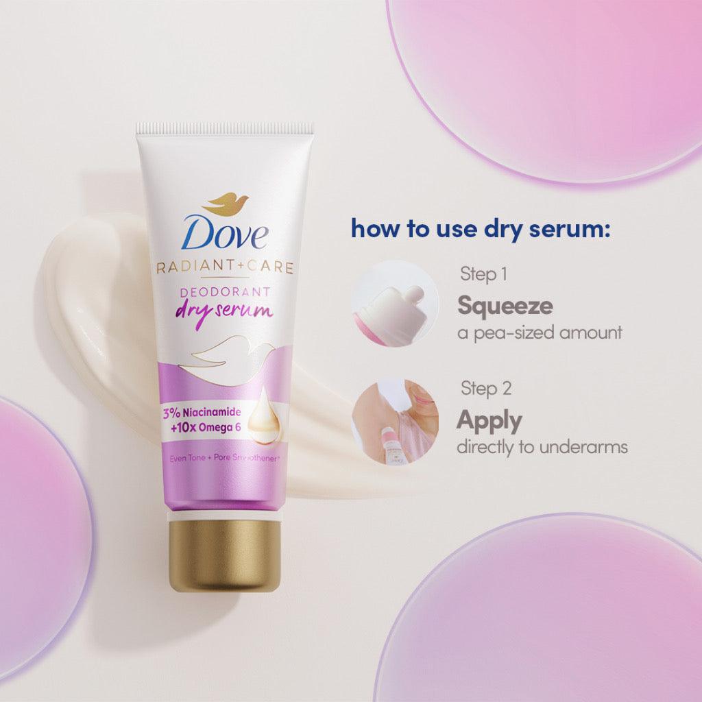 Dove Radiant + Care Deodorant Dry Serum 3% Niacinamide 10x Omega 6 - Astrid & Rose