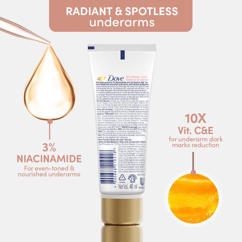 Dove Radiant + Care Deodorant Dry Serum 3% Niacinamide 10x Vitamin C&E - Astrid & Rose