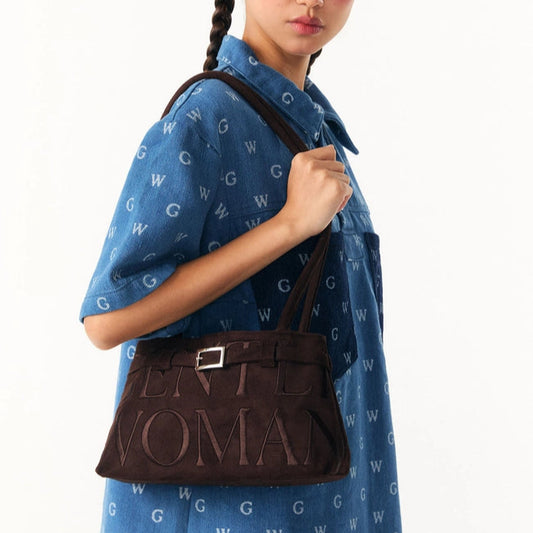 Gentlewoman Ballerina Suede Bag in Dark Brown - Astrid & Rose