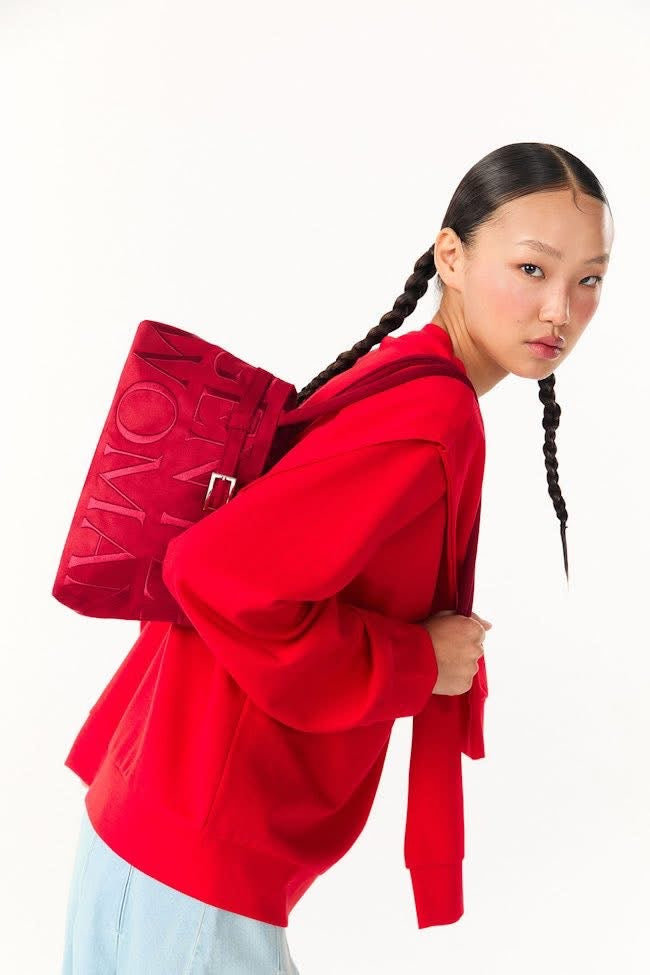 Gentlewoman Ballerina Suede Bag in Red - Astrid & Rose