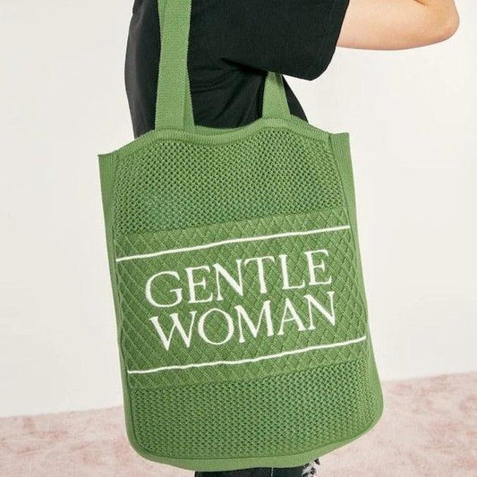 Gentlewoman Knit Shopper Tote Bag in Green - Astrid & Rose