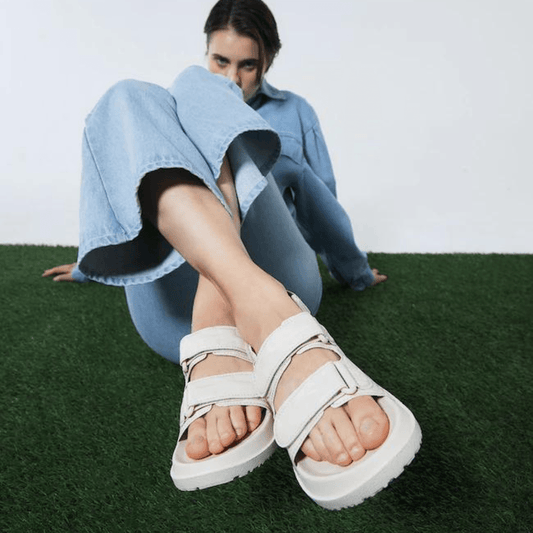 Gentlewoman Strappy Sandals in Cream - Astrid & Rose