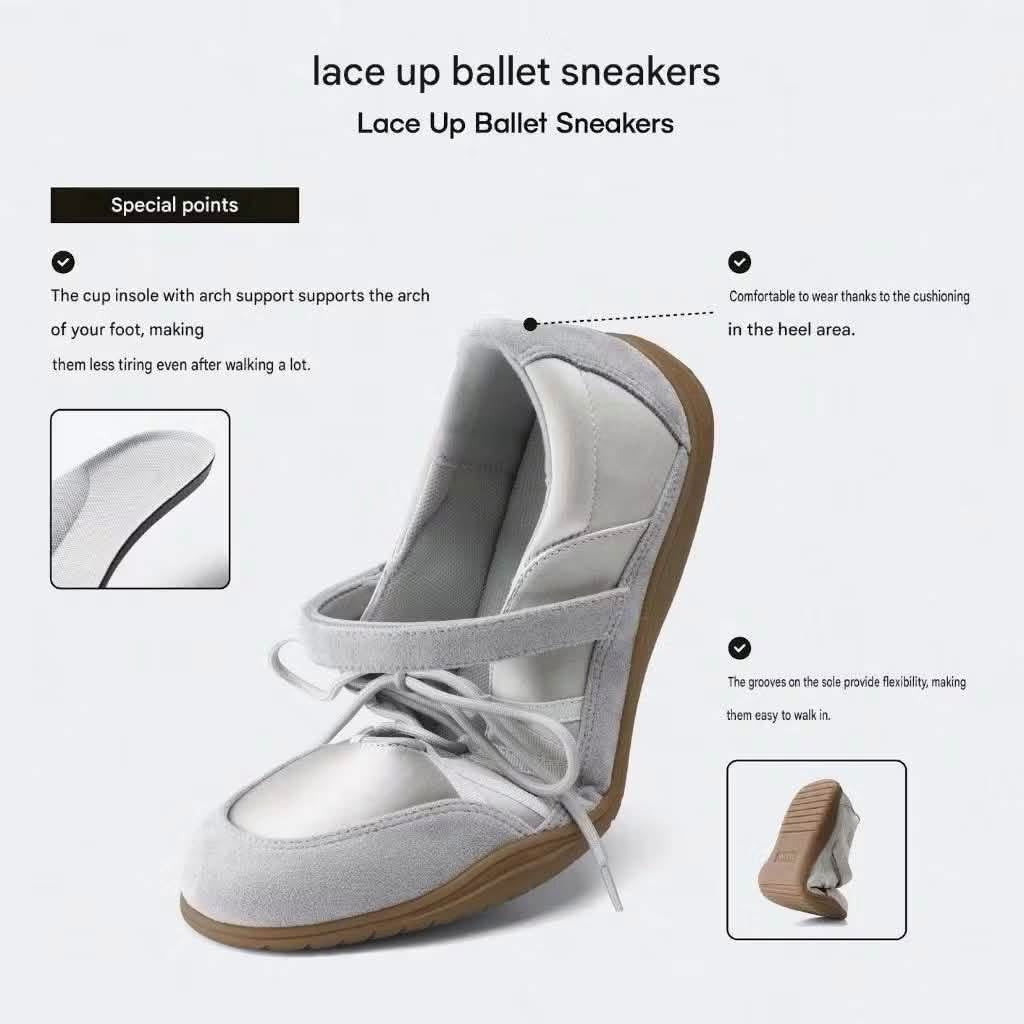 GU Lace Up Ballet Sneakers in Gray