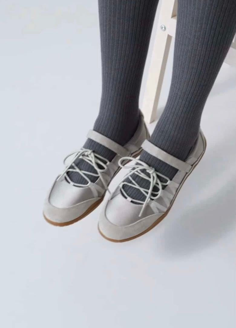 GU Lace Up Ballet Sneakers in Gray