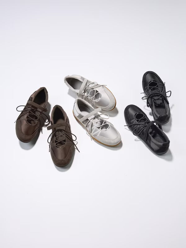 GU Lace Up Ballet Sneakers in Gray