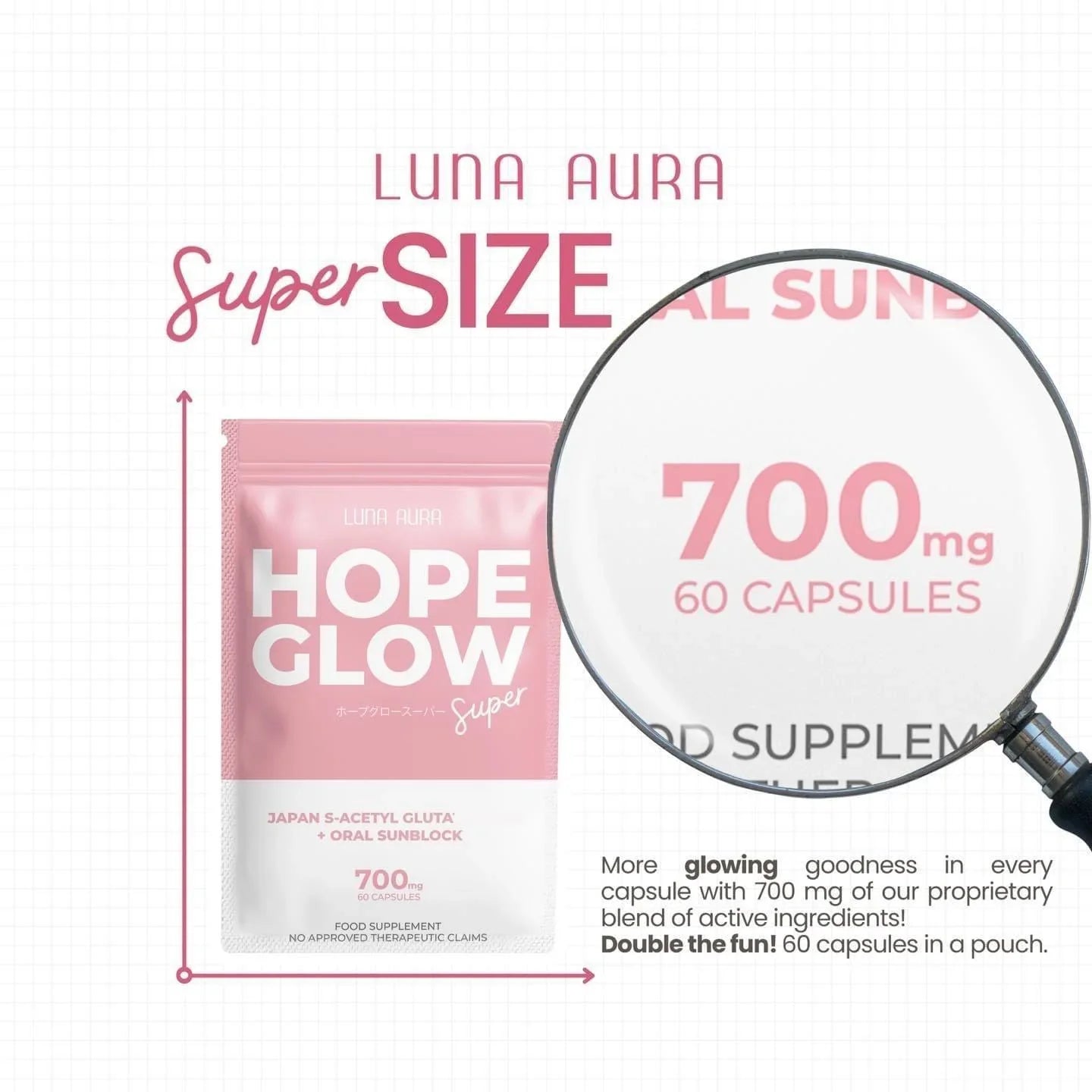 Luna Aura Hope Glow Super Japan S-Acetyl Gluta + Oral Sunblock 700mg Astrid & Rose Luna Aura Hope Glow Super Japan S-Acetyl Gluta + Oral Sunblock 700mg Astrid & Rose