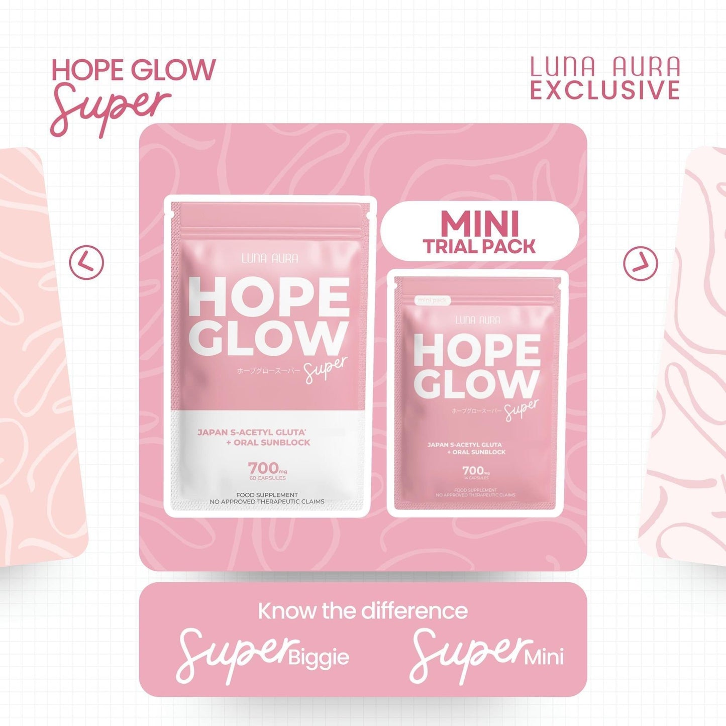 Luna Aura Hope Glow Super Japan S-Acetyl Gluta + Oral Sunblock 700mg - Astrid & Rose