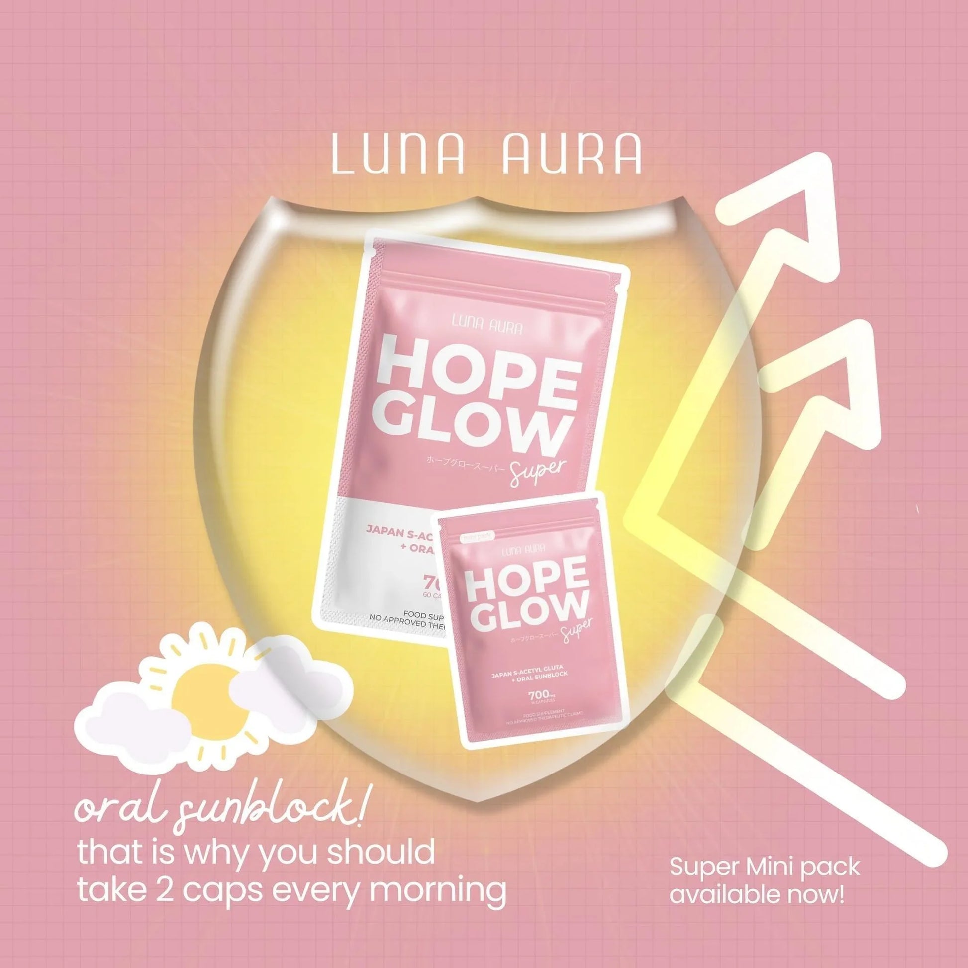 Luna Aura Hope Glow Super Japan S-Acetyl Gluta + Oral Sunblock 700mg Astrid & Rose Luna Aura Hope Glow Super Japan S-Acetyl Gluta + Oral Sunblock 700mg Astrid & Rose