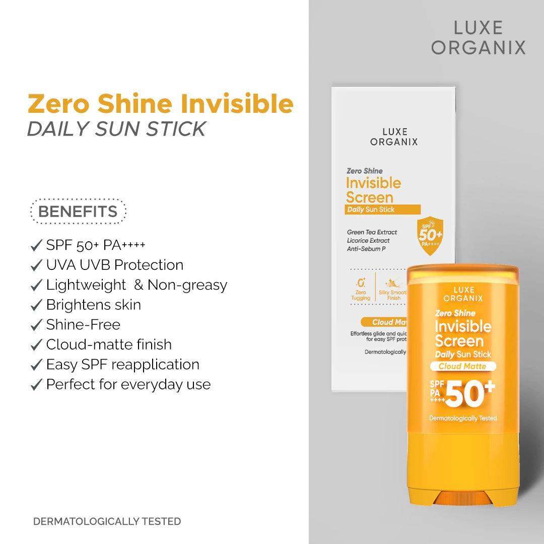 Luxe Organix Zero Shine Invisible Screen Daily Sun Stick SPF 50 - Astrid & Rose