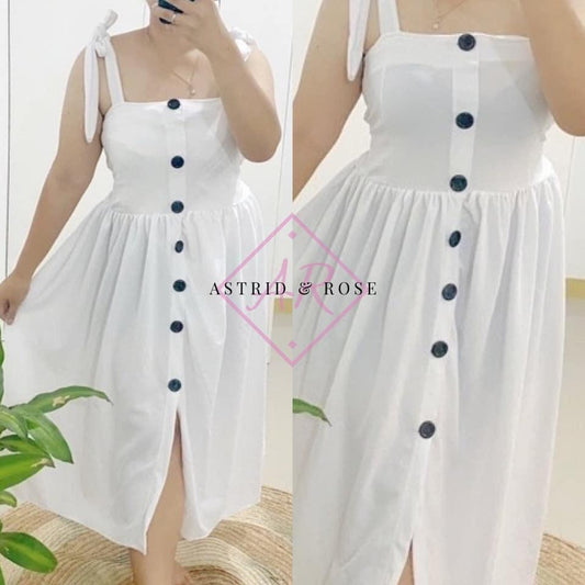 Plus Size - Isla Dress in White Plain (PREORDER) - Astrid & Rose