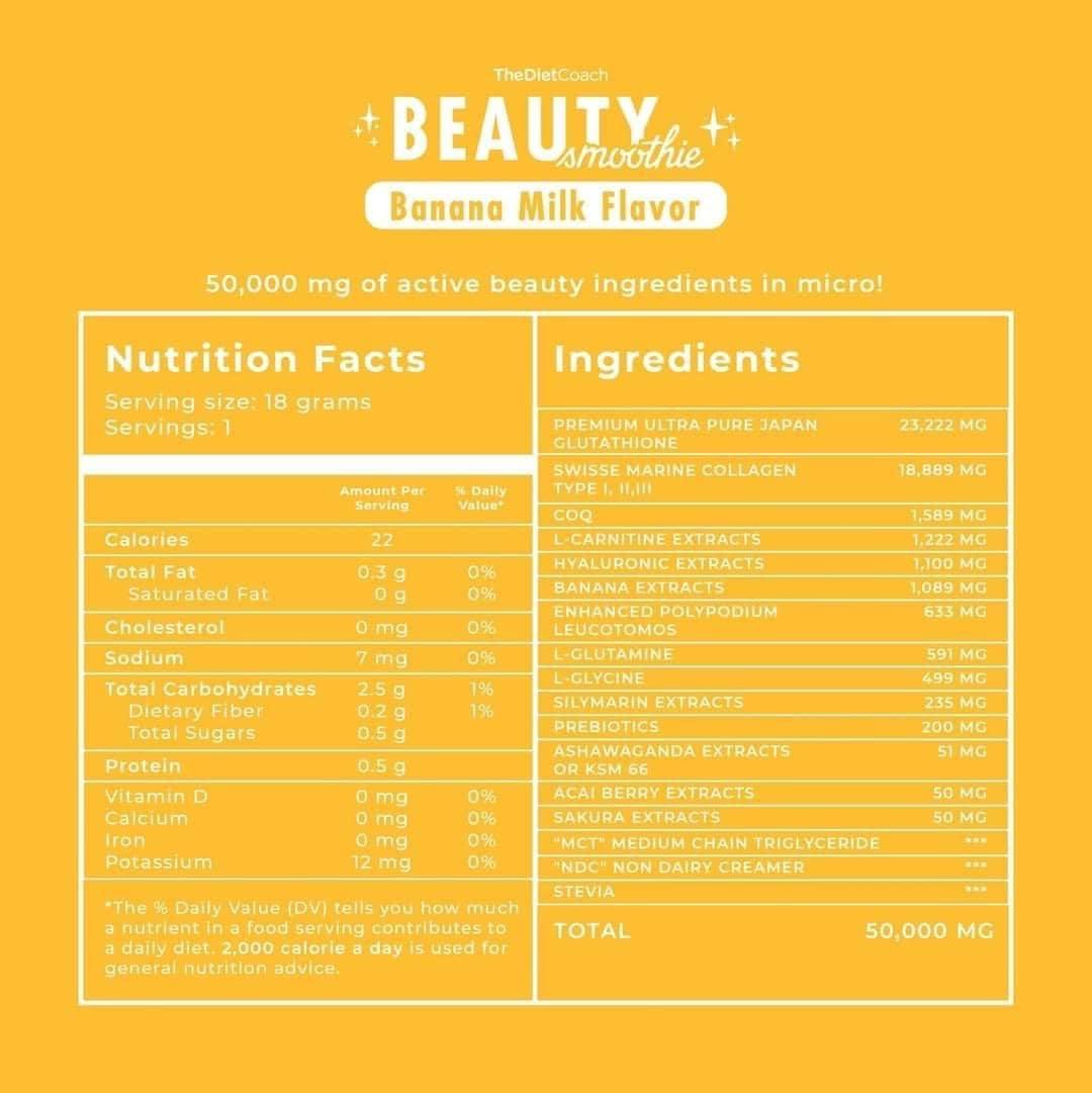 The Diet Coach Beauty Smoothie Premium Japan Collagen + Glutathione in Banana Milk - 10 sachets (PREORDER) - Astrid & Rose