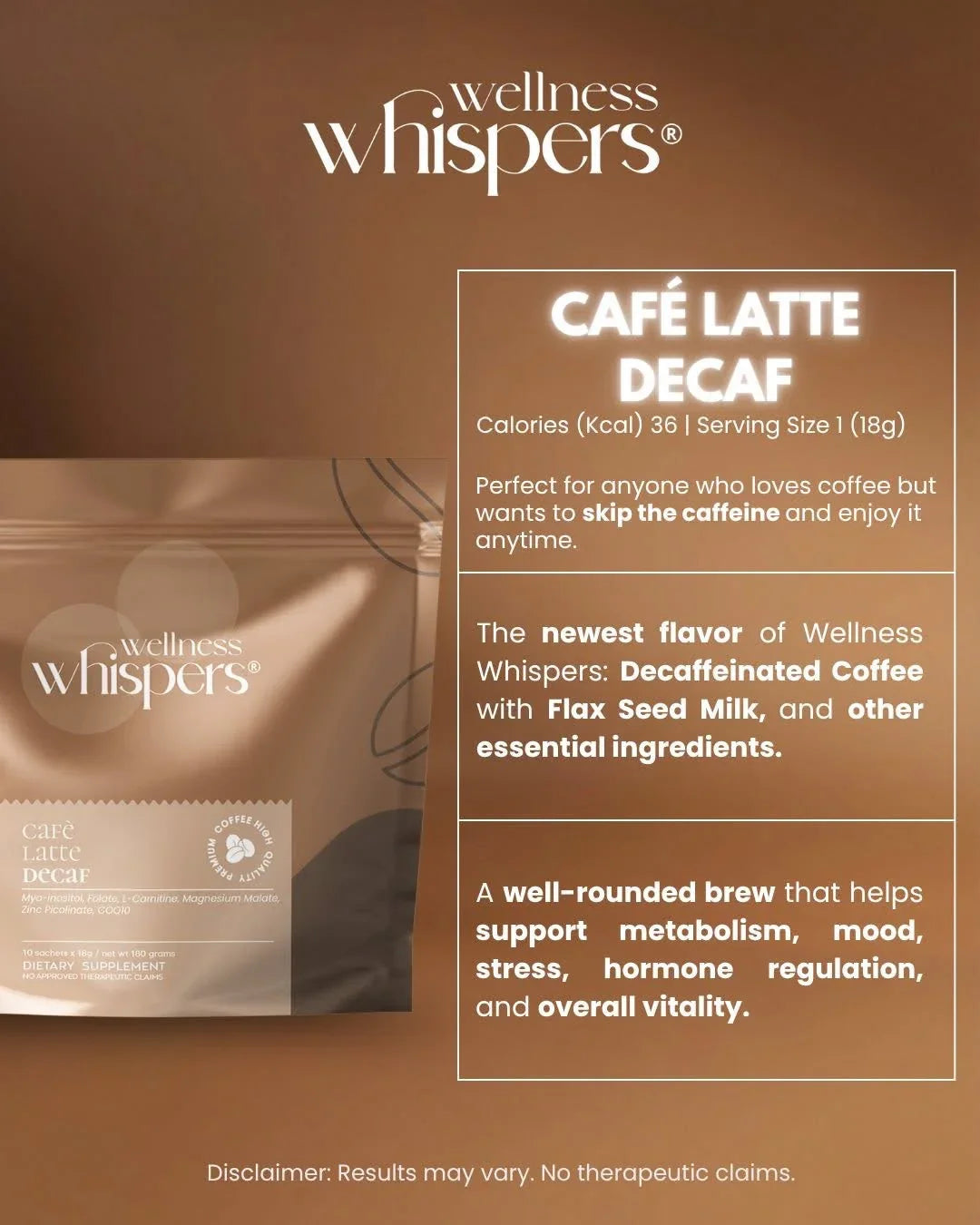 Wellness Whispers Café Latte Decaf