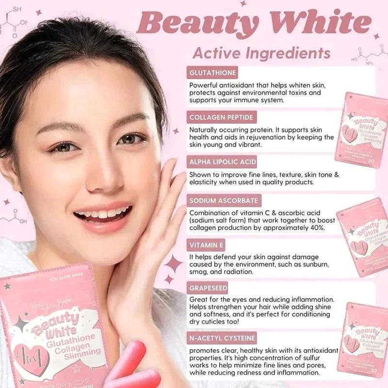 You Glow, Babe Beauty White 4in1 Gluta, Collagen, Vit C, Garcinia Cambogia Astrid & Rose You Glow, Babe Beauty White 4in1 Gluta, Collagen, Vit C, Garcinia Cambogia Astrid & Rose